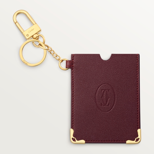 Must de Cartier key ring and card holder Burgundy calfskin, golden finish