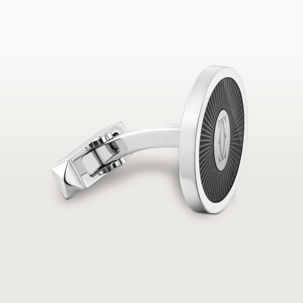 Double C de Cartier cufflinks Sterling silver , palladium finish, translucent black lacquer.