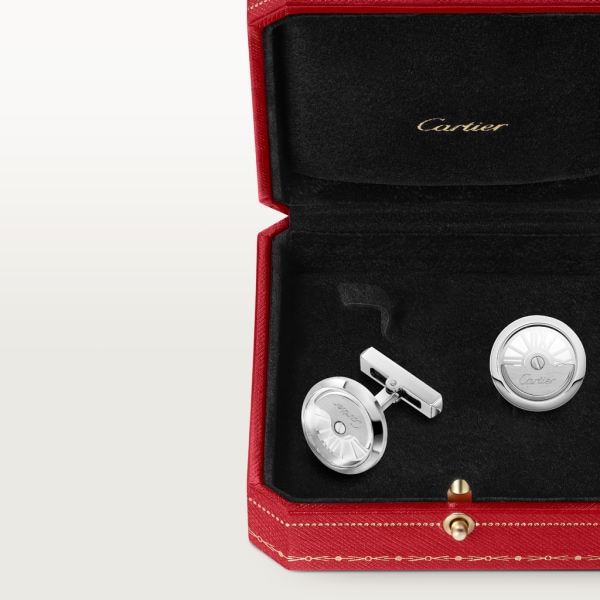 Oscillating weight cufflinks Palladium-finish sterling silver, sapphire crystal