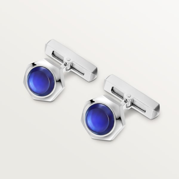 Santos de Cartier cufflinks Sterling silver, palladium finish, blue synthetic spinel