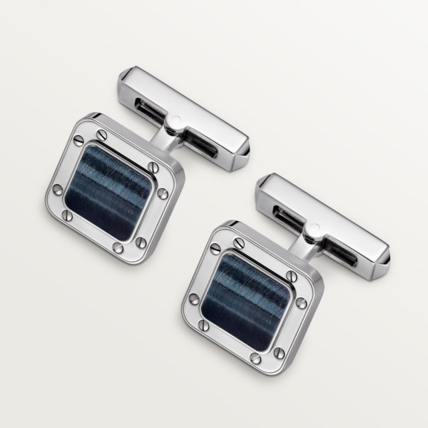 Santos de Cartier cufflinks Palladium-finish sterling silver and hawk’s eye