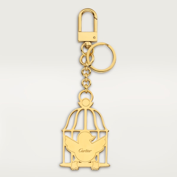 Diabolo de Cartier key ring with freed bird motif Lacquered golden-finish metal