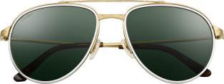 Santos de Cartier太阳眼镜 抛光拉丝镀铂饰面金属，绿色偏光镜片