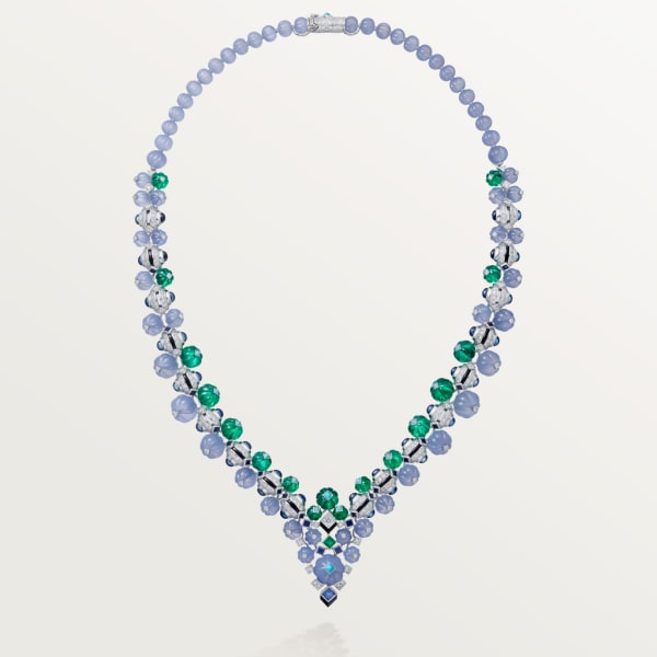 Creative Collection Necklace White gold, emeralds, chalcedony, sapphire, onyx, turquoise, diamonds