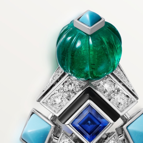 Creative系列耳环 白金，祖母绿，蓝玉髓，蓝宝石，缟玛瑙，绿松石，钻石