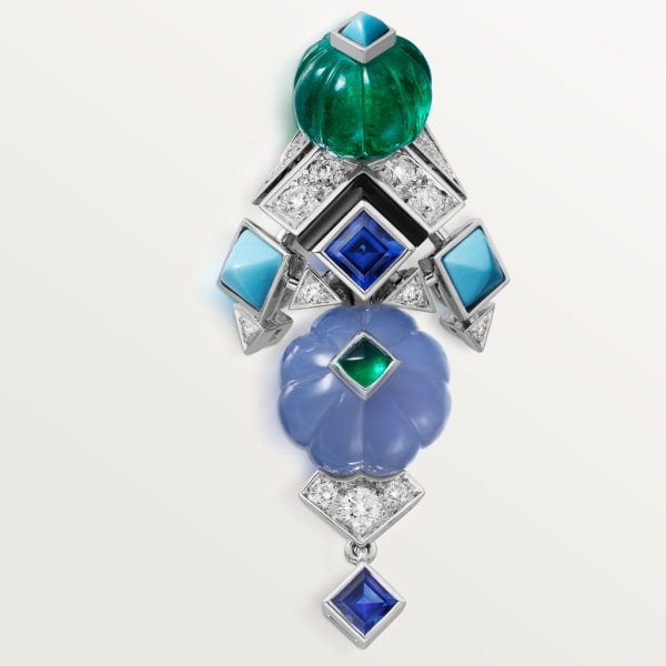 Creative Collection Earrings White gold, emeralds, chalcedony, sapphire, onyx, turquoise, diamonds