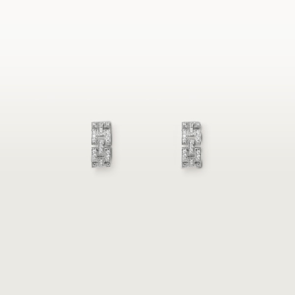 Maillon Panthère earrings, 3 diamond-paved rows White gold, diamonds