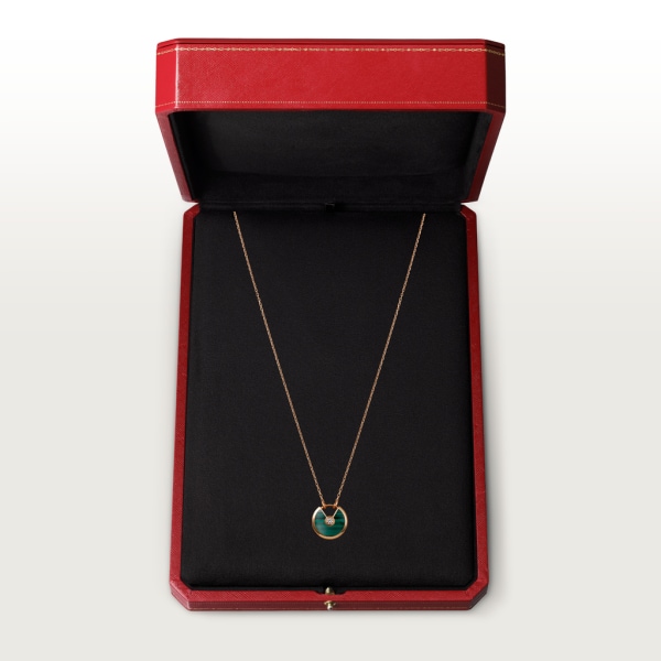 Amulette de Cartier项链，小号款 玫瑰金，孔雀石，钻石