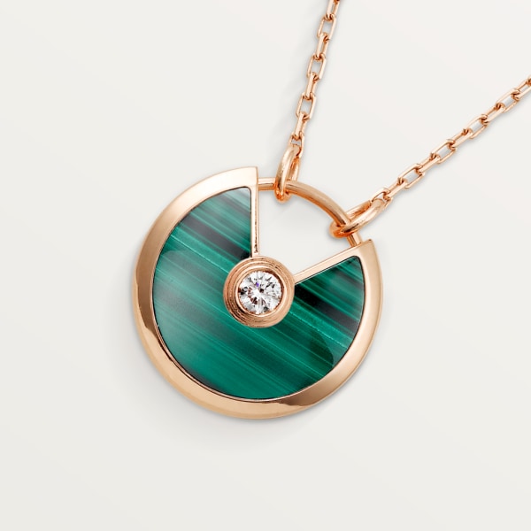 Amulette de Cartier项链，小号款 玫瑰金，孔雀石，钻石