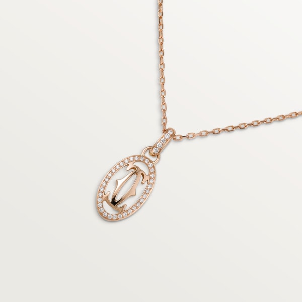 Logo necklace Rose gold, diamonds