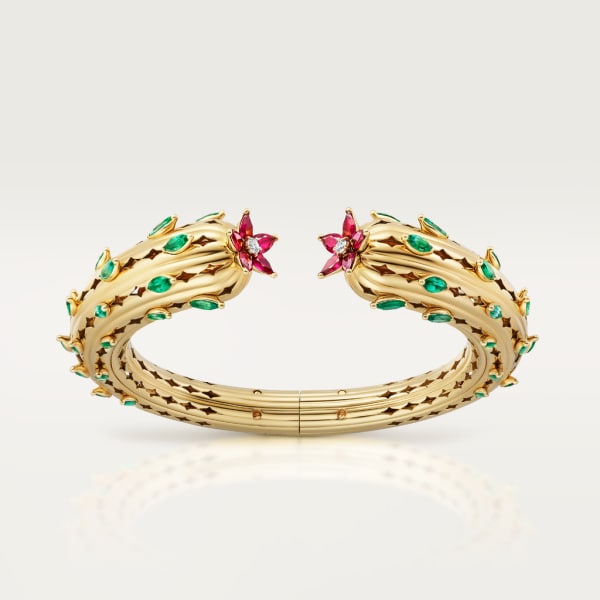 Cactus de Cartier bracelet Yellow gold, emeralds, rubies, diamonds