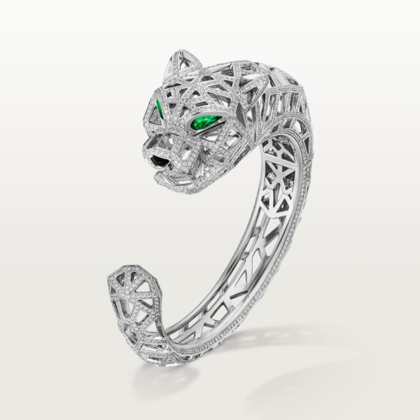 Panthère de Cartier手镯 白金，缟玛瑙，祖母绿，钻石