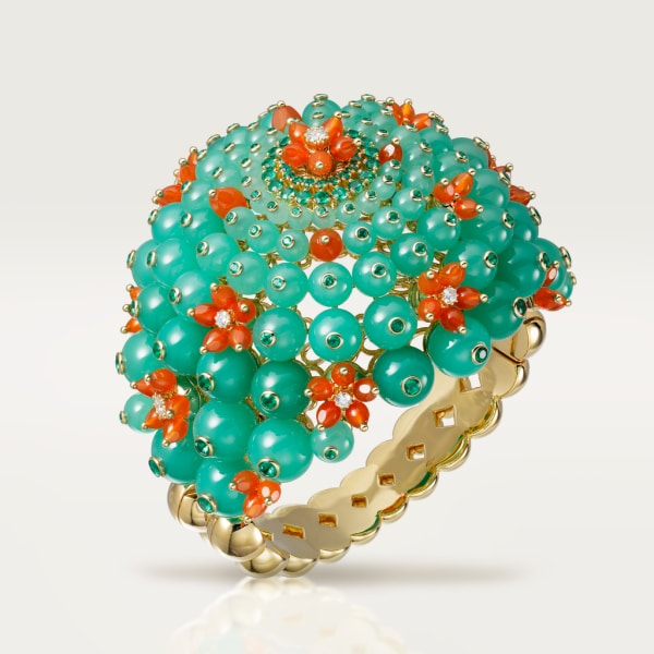 Cactus de Cartier bracelet Yellow gold, emeralds, chrysoprases, carnelians, diamonds