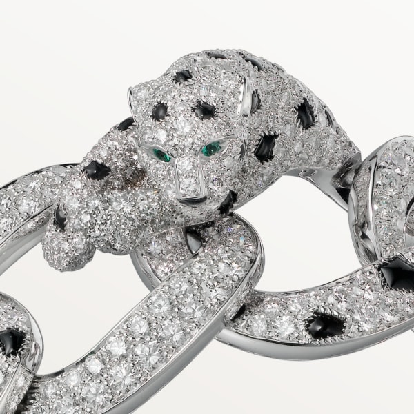 Panthère de Cartier手镯 白金，祖母绿，缟玛瑙，钻石
