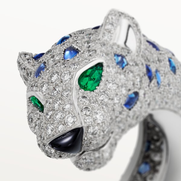 Panthère de Cartier手镯 白金，祖母绿，蓝宝石，缟玛瑙，钻石