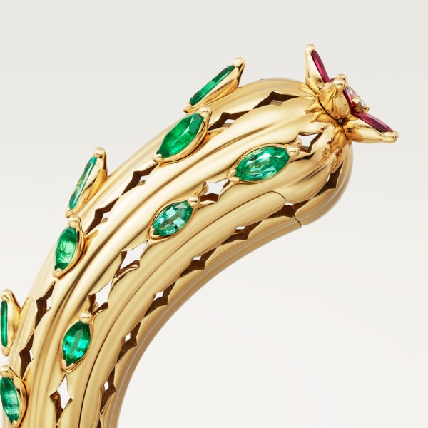 Cactus de Cartier手镯 黄金，祖母绿，红宝石，钻石