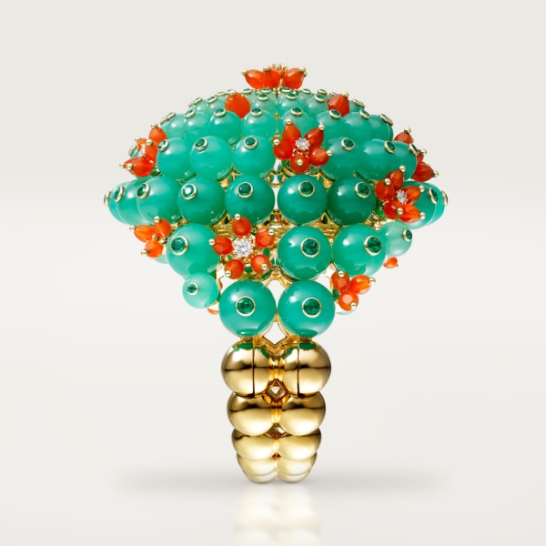 Cactus de Cartier手镯 黄金，祖母绿，绿玉髓，红玉髓，钻石