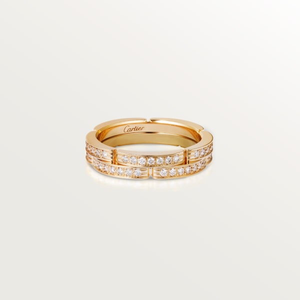 Maillon Panthère wedding ring, two rows, semi-paved Yellow gold, diamonds