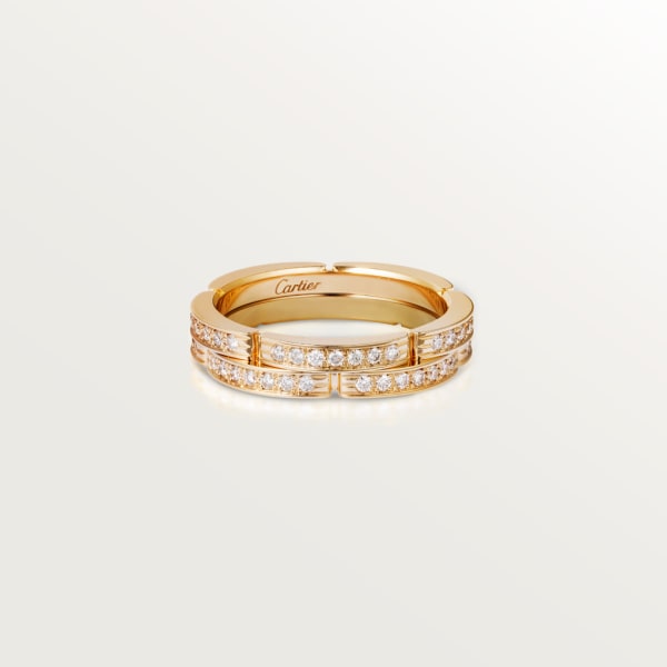 Maillon Panthère双排结婚对戒，半铺镶钻石 黄金，钻石