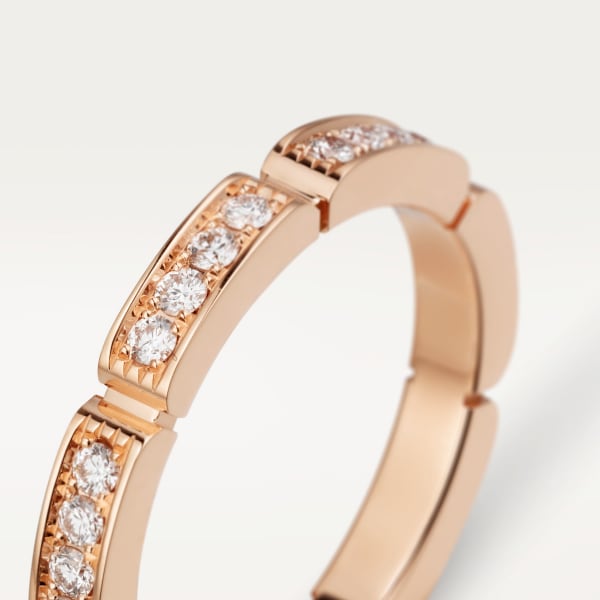 Maillon Panthère wedding ring, semi-paved Rose gold, diamond
