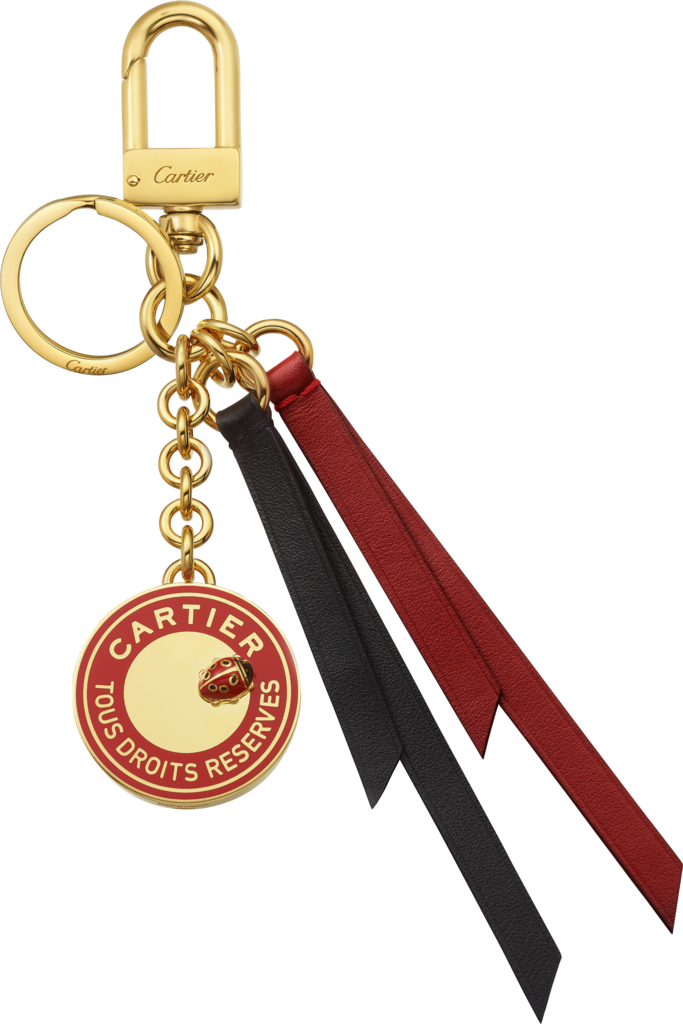 Diabolo de Cartier seal key ringLacquered metal, leather, golden-finish