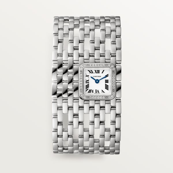 Panthère de Cartier腕表 手镯腕表，石英机芯，18K白金，钻石