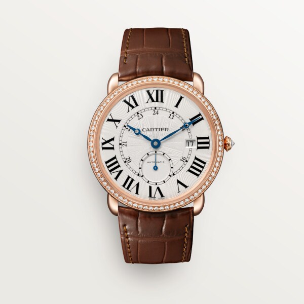 Ronde Louis Cartier watch 40mm, automatic movement, rose gold, diamonds