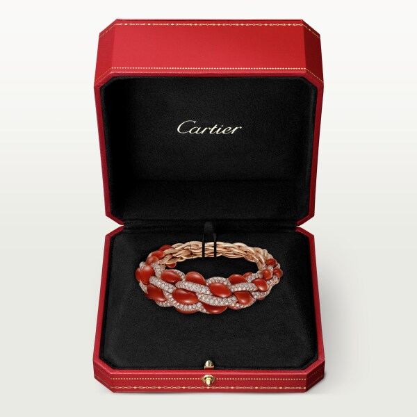 Cartier Libre Tressage bracelet, coral Rose gold, coral, diamonds
