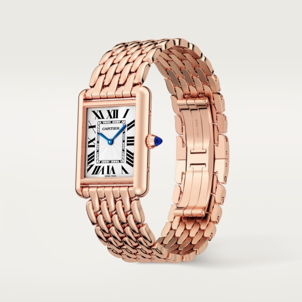 Tank Louis Cartier Large on Rose Gold Bracelet with White Dial WGTA0024