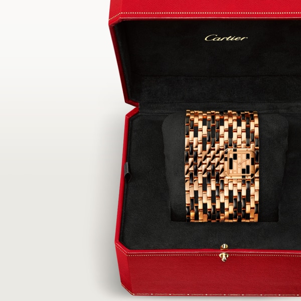 Panthère de Cartier watch Extra-large cufflinks, quartz movement, rose gold lacquer