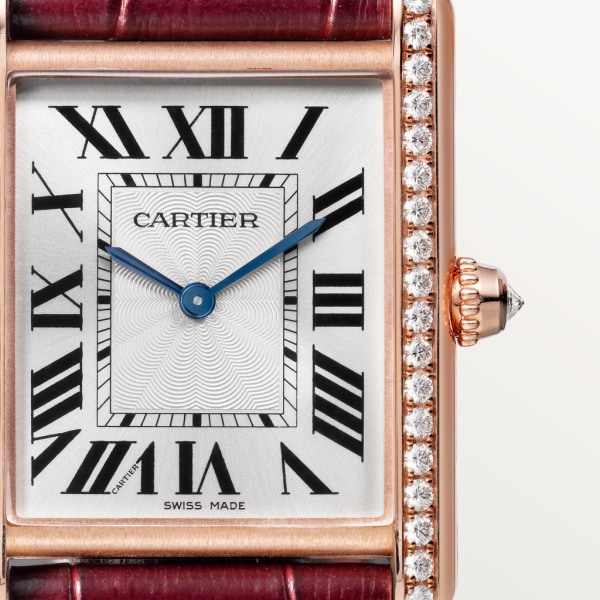 Tank Louis Cartier腕表 大号表款，手动上链机械机芯，玫瑰金，钻石，皮表带