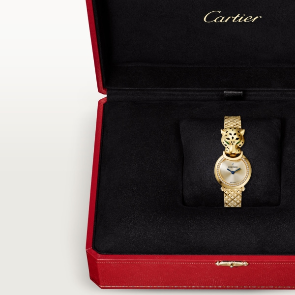 La Panthère de Cartier 腕表 小号表款，石英机芯，18K黄金，钻石