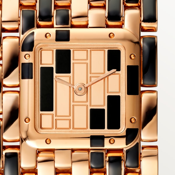 Panthère de Cartier watch Extra-large cufflinks, quartz movement, rose gold lacquer
