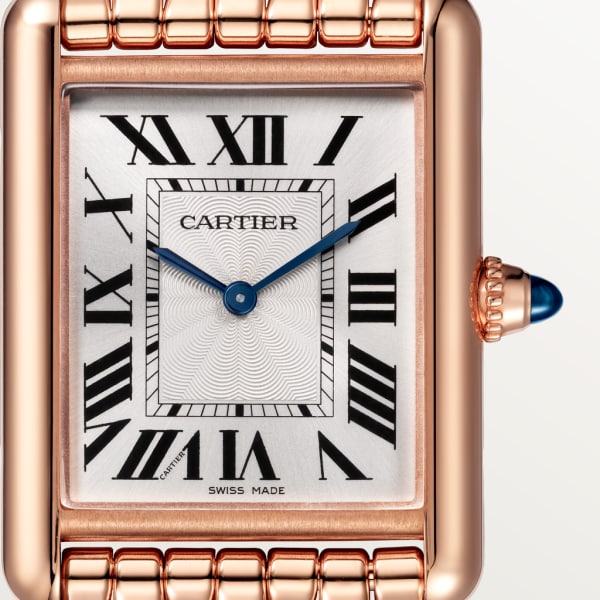 Tank Louis Cartier watch Small model, hand-wound mechanical movement, rose gold, diamonds