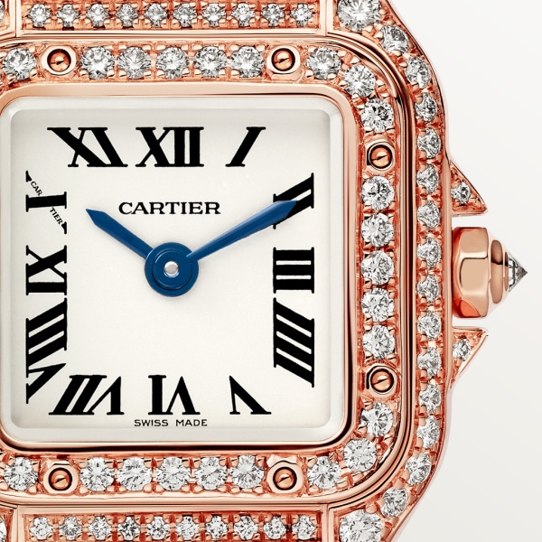 Panthère de Cartier腕表 迷你表款，石英机芯，18K玫瑰金，钻石