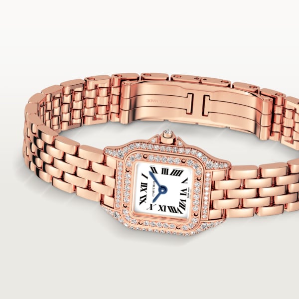 Panthère de Cartier watch Mini model, quartz movement, rose gold, diamonds