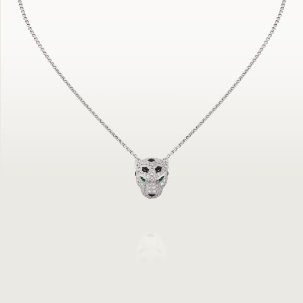 Panthère de Cartier卡地亚猎豹项链 白金，缟玛瑙，祖母绿，钻石