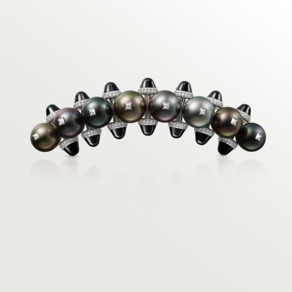 Clash de Cartier brooch Rhodium-finish white gold, Tahiti pearls, onyx, diamonds