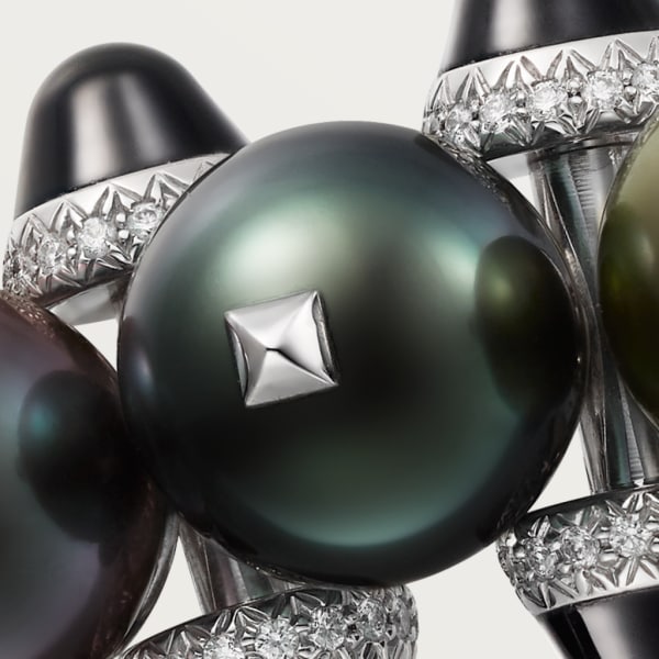 Clash de Cartier brooch Rhodium-finish white gold, Tahiti pearls, onyx, diamonds