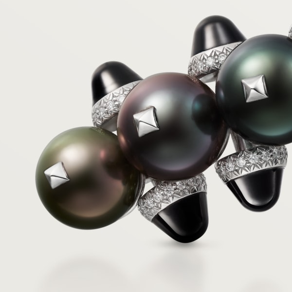 Clash de Cartier brooch Rhodium-finish white gold, Tahiti pearls, onyx, diamonds