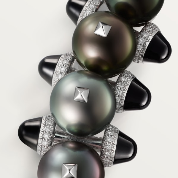 Clash de Cartier brooch Rhodium-finish white gold, Tahiti pearls, onyx, diamonds