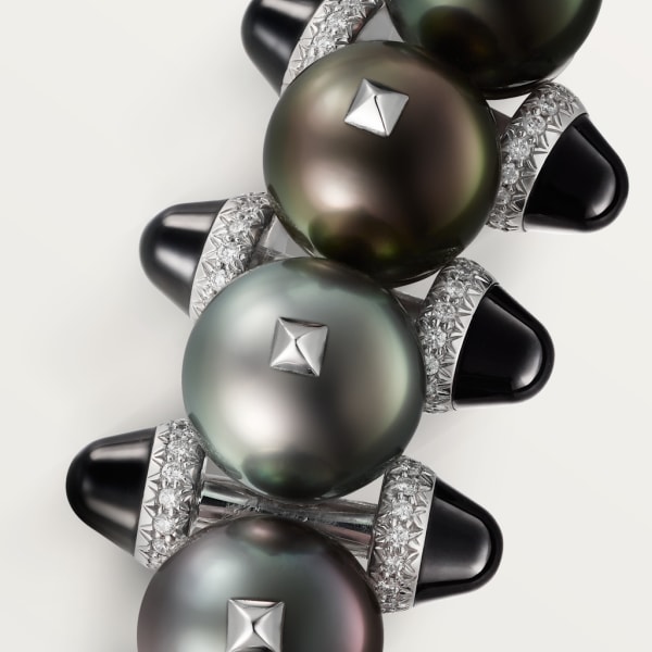 Clash de Cartier胸针 镀铑白金，大溪地珍珠，缟玛瑙，钻石