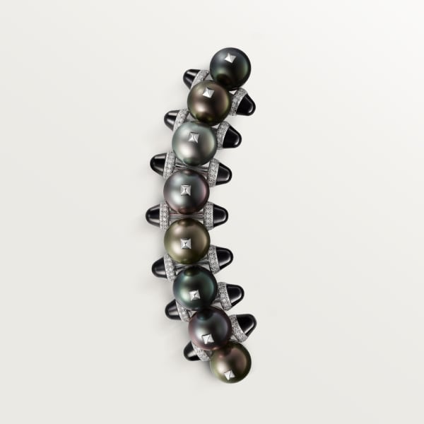 Clash de Cartier brooch Rhodium-finish white gold, Tahiti pearls, onyx, diamonds