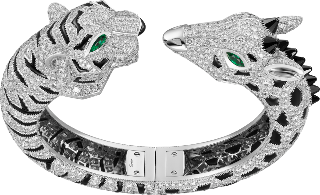 Indomptables de Cartier手镯白金，缟玛瑙，祖母绿，钻石