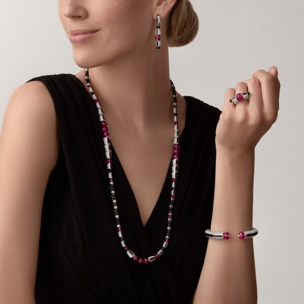 Beautés du Monde earrings White gold, rubellite, onyx, diamonds