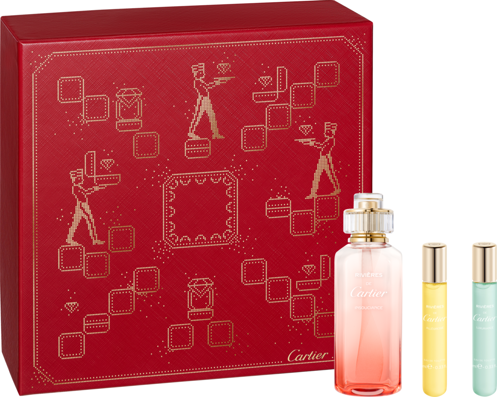 Rivières de Cartier Insouciance Eau de Toilette gift set, Rivières de Cartier Luxuriance and Rivières de Cartier Allégresse 10 ml Purse Sprays.Gift set