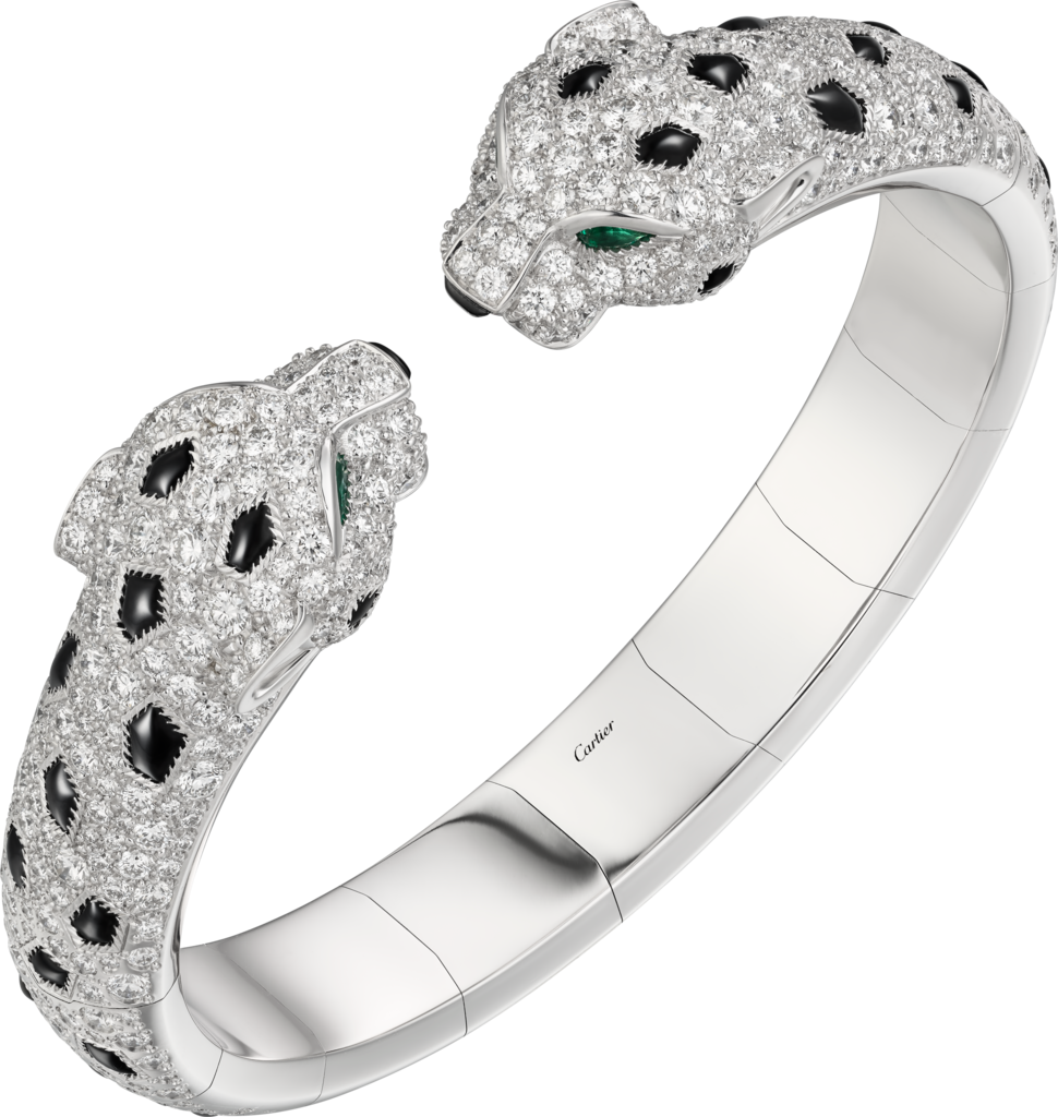 Panthère de Cartier手镯白金，祖母绿，缟玛瑙，钻石