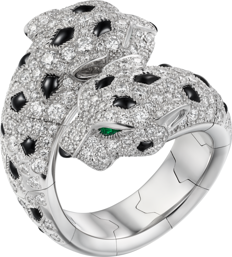 Panthère de Cartier ringWhite gold, emeralds, onyx, diamonds