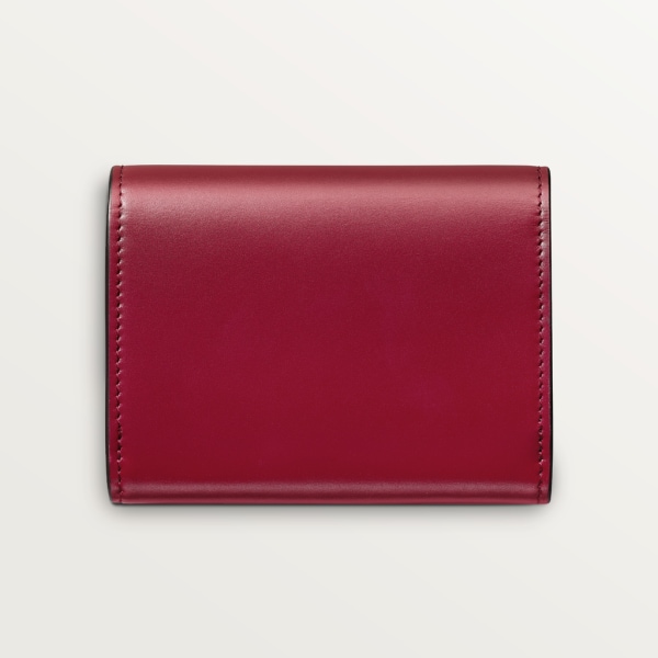 Mini wallet, C de Cartier Cherry red calfskin, gold and cherry red enamel finish