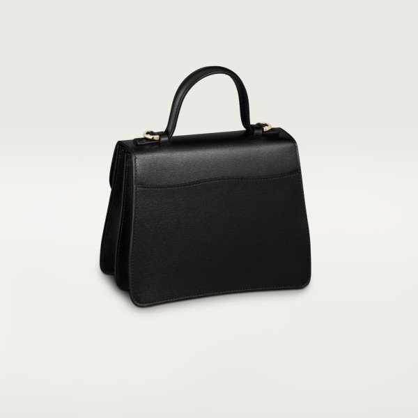 Top handle bag mini model, Panthère de Cartier Black calfskin, gold finish